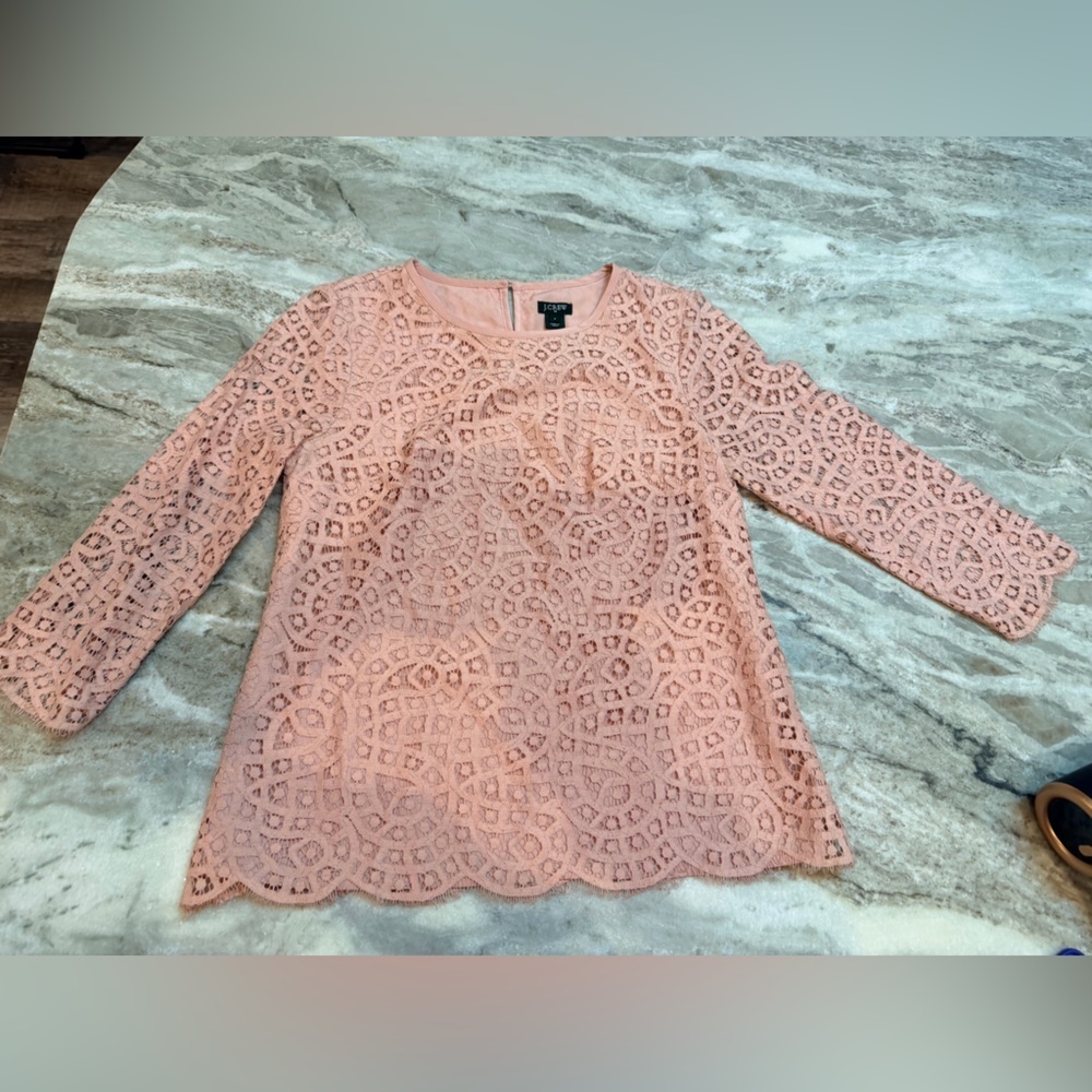 J.Crew Romantic Blush Pink Lace Top - Absolutely Stunning! 2